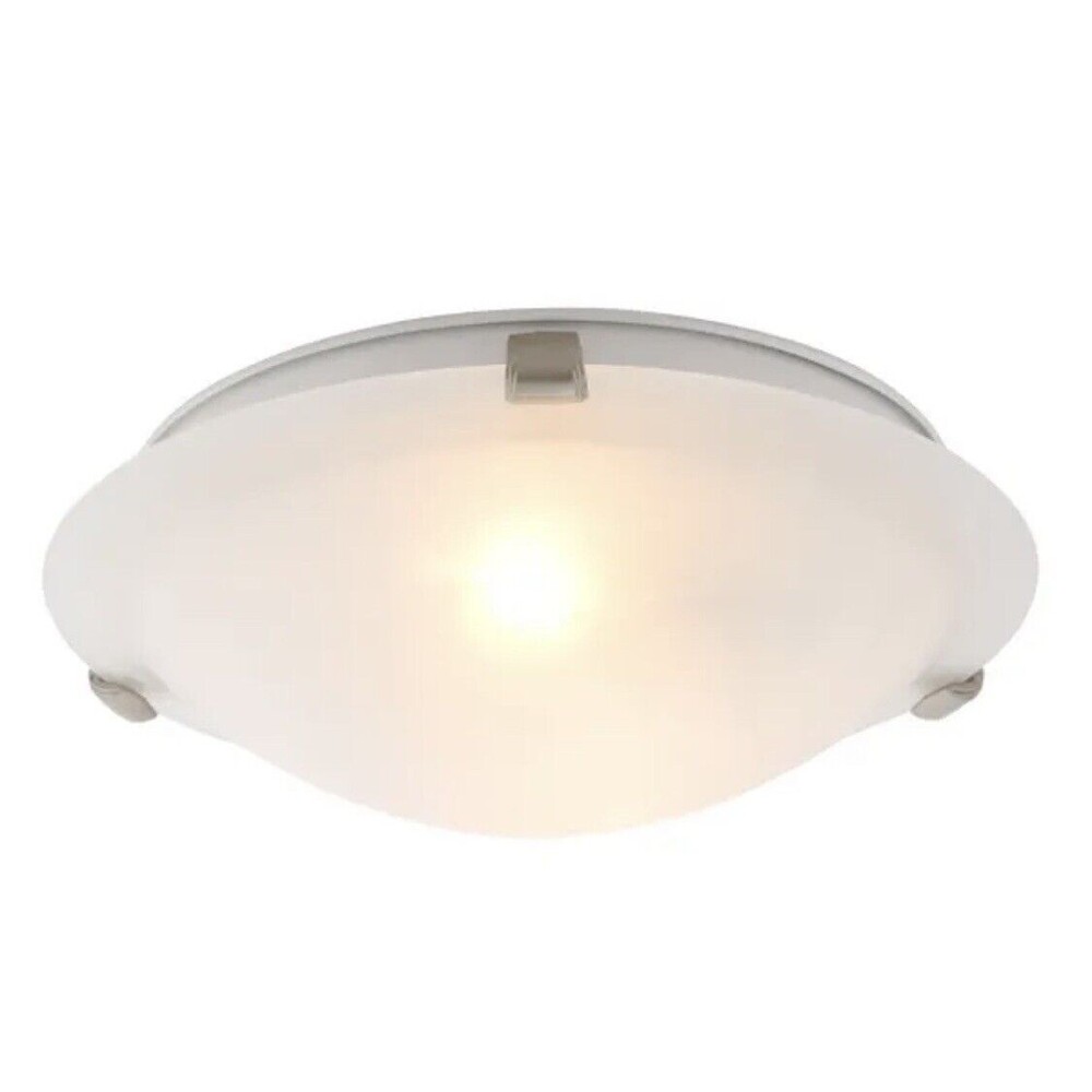 12 in. Flush Mount Ceiling Light Brushed Nickel Finish Alabaster Glass NIB